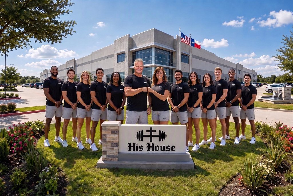 The Texas-based His House team in a gym