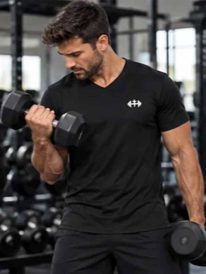 Man training with weights in His House gear